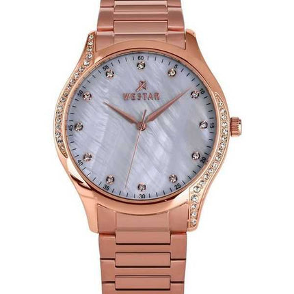 Westar Zing Crystal Accents Orologio da donna al quarzo tono oro rosa in acciaio inossidabile bianco madreperla quadrante al qua