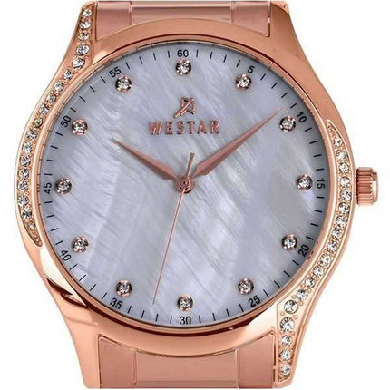 Westar Zing Crystal Accents Orologio da donna al quarzo tono oro rosa in acciaio inossidabile bianco madreperla quadrante al qua