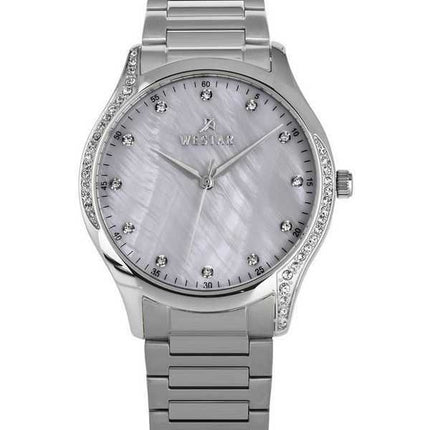Westar Zing Crystal Accents Orologio da donna in acciaio inossidabile con quadrante in madreperla bianco al quarzo 00127STN111