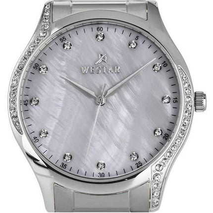 Westar Zing Crystal Accents Orologio da donna in acciaio inossidabile con quadrante in madreperla bianco al quarzo 00127STN111