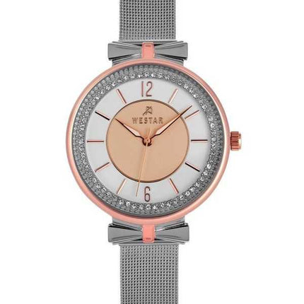 Orologio da donna Westar Zing Crystal Accents in acciaio inossidabile con quadrante in oro e argento al quarzo 00130SPN601