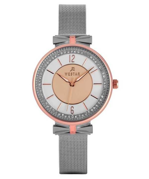 Orologio da donna Westar Zing Crystal Accents in acciaio inossidabile con quadrante in oro e argento al quarzo 00130SPN601