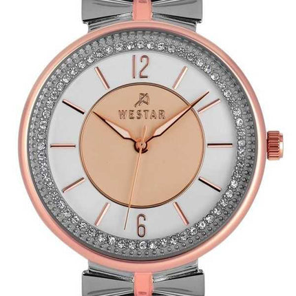 Orologio da donna Westar Zing Crystal Accents in acciaio inossidabile con quadrante in oro e argento al quarzo 00130SPN601