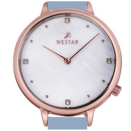 Orologio da donna Westar Zing Crystal Accents cinturino in pelle bianco quadrante in madreperla al quarzo 00133PPN681