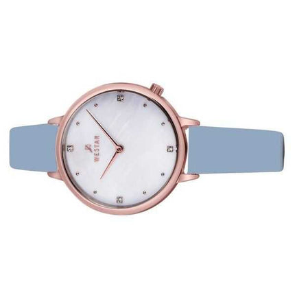 Orologio da donna Westar Zing Crystal Accents cinturino in pelle bianco quadrante in madreperla al quarzo 00133PPN681
