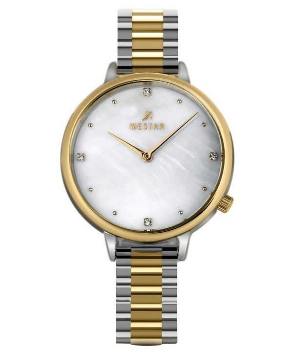 Westar Zing Crystal Accents Orologio da donna al quarzo 00135CBN111 in acciaio inossidabile bicolore bianco madreperla