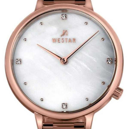 Westar Zing Crystal Accents tono oro rosa acciaio inossidabile bianco madreperla quadrante al quarzo 00135PPN611 orologio da don