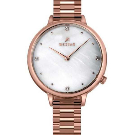Westar Zing Crystal Accents tono oro rosa acciaio inossidabile bianco madreperla quadrante al quarzo 00135PPN611 orologio da don