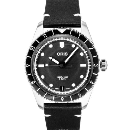Oris Divers Sixty Five 12H cinturino in pelle quadrante nero automatico 01 400 7772 4054-07 5 20 82 100M orologio da uomo