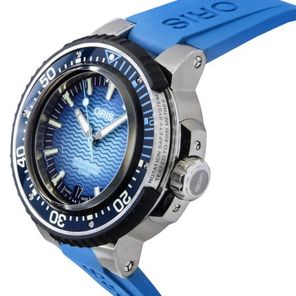 Orologio da uomo Oris Aquis Pro cinturino in gomma quadrante blu automatico subacqueo 01-400-7777-7155-Set 4000M