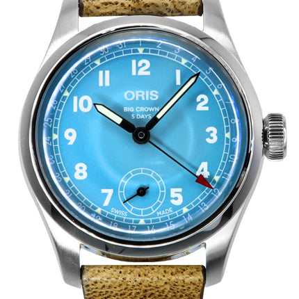 Oris Big Crown Pointer Date cinturino in pelle quadrante blu automatico 01-473-7786-4065-07-5-19-22FC orologio da uomo