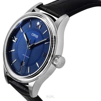 Oris Classic Date cinturino in pelle quadrante blu automatico 01 733 7719 4075-07 5 20 35 orologio da uomo
