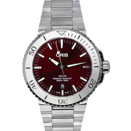Oris Aquis Datario in acciaio inossidabile con quadrante rosso Automatico Diver's 01 733 7730 4158-07 8 24 05PEB 300M Orolog