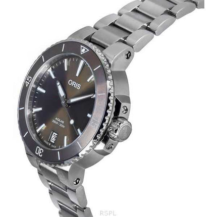 Oris Aquis Date Acciaio Inossidabile Quadrante Marrone Automatico 01 733 7731 4156-07 8 18 05P 300M Orologio Unisex
