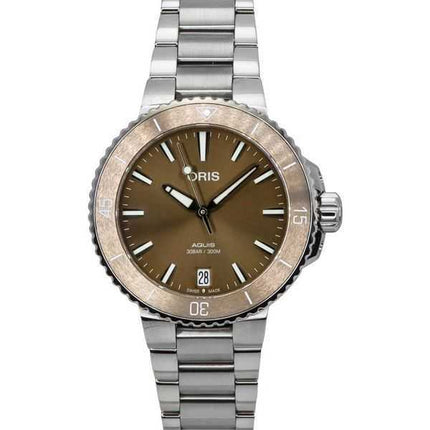 Oris Aquis Date Acciaio Inossidabile Quadrante Marrone Automatico 01 733 7731 4156-07 8 18 05P 300M Orologio Unisex