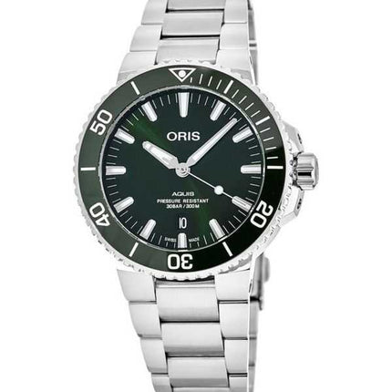 Oris Aquis acciaio inossidabile quadrante verde orologio da sub automatico 01 733 7766 4157-07 8 22 05PEB 300M orologio da uomo