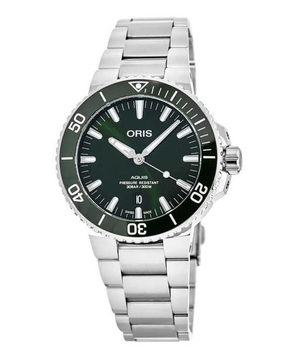 Oris Aquis acciaio inossidabile quadrante verde orologio da sub automatico 01 733 7766 4157-07 8 22 05PEB 300M orologio da uomo