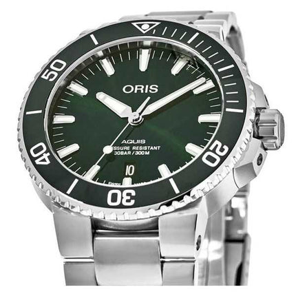 Oris Aquis acciaio inossidabile quadrante verde orologio da sub automatico 01 733 7766 4157-07 8 22 05PEB 300M orologio da uomo