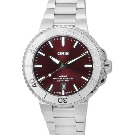 Oris Aquis Date Relief quadrante rosso automatico Diver's 01-733-7766-4158-07-8-22-05PEB 300M orologio da uomo
