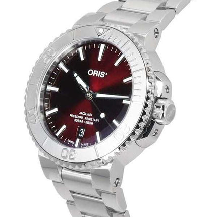 Oris Aquis Date Relief quadrante rosso automatico Diver's 01-733-7766-4158-07-8-22-05PEB 300M orologio da uomo