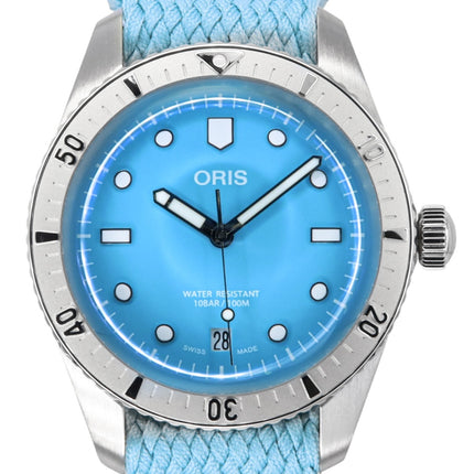 Oris Divers Sixty-Five Cotton Candy Cinturino in tessuto Quadrante blu Automatico 01-733-7771-4055-07-3-19-02S 100M Orologio unisex