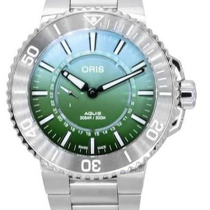 Oris Aquis Analog Limited Edition Green Dial Automatic Diver's 01 743 7734 4197-Set Orologio da uomo 300M con cinturino in g