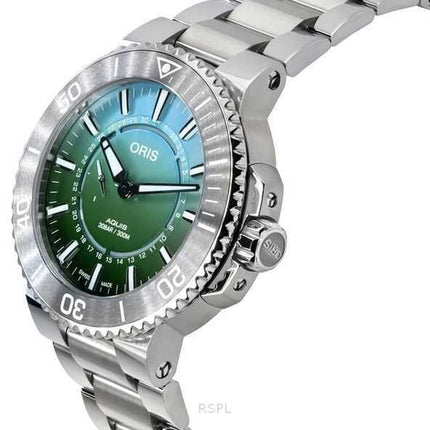 Oris Aquis Analog Limited Edition Green Dial Automatic Diver's 01 743 7734 4197-Set Orologio da uomo 300M con cinturino in g