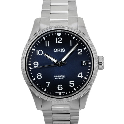 Orologio da uomo Oris Big Crown Propilot in acciaio inossidabile con quadrante blu automatico 01-751-7761-4065-07-8-20-08P 100M