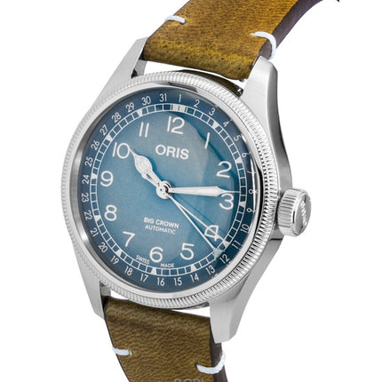 Orologio da uomo Oris Big Crown Volante con cinturino in pelle e quadrante blu automatico 01-754-7779-4065-Set