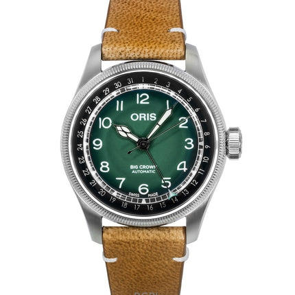 Orologio da uomo Oris Big Crown Cervo Volante con cinturino in pelle e quadrante verde automatico 01-754-7779-4067-Set
