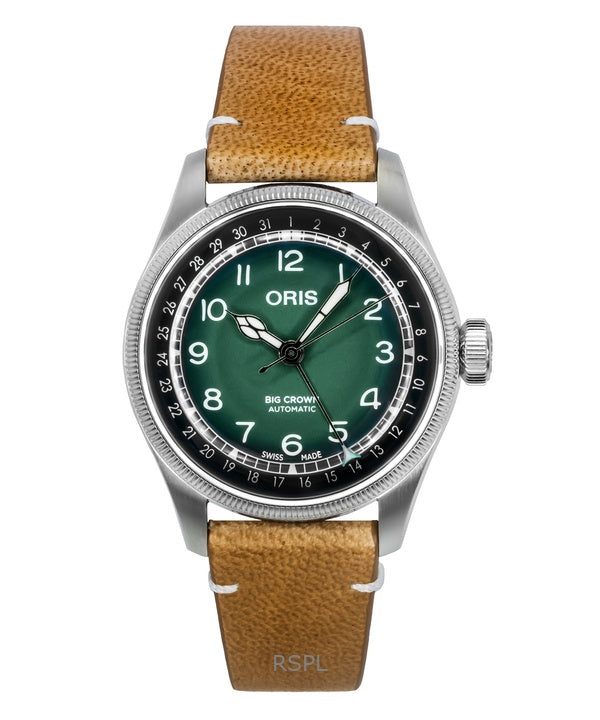 Orologio da uomo Oris Big Crown Cervo Volante con cinturino in pelle e quadrante verde automatico 01-754-7779-4067-Set