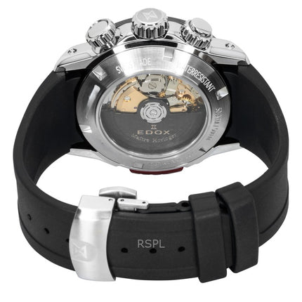 Orologio da uomo Edox CO-1 Cronografo con cinturino in gomma e quadrante nero, automatico, subacqueo, 01128-3NRCA-NN, 500 m