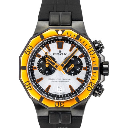 Edox Delfin The Original Cronografo Cinturino in Gomma Quadrante Argento Quarzo Diver's 10112-37GNOCA-ANO 200M Orologio da Uomo