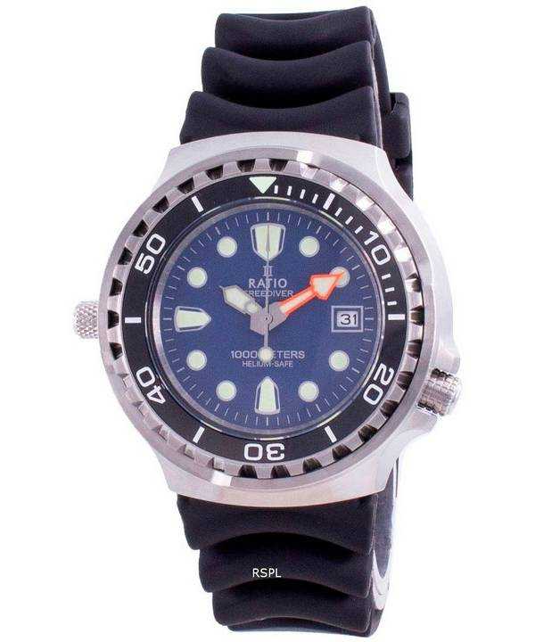 Orologio da uomo Ratio 2nd Generation Free Diver Helium-Safe al quarzo 1038EF102V-BLU-V02 1000M