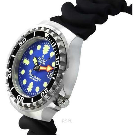 Orologio da uomo Ratio FreeDiver Version 03 Helium Safe 1000M Sapphire Quartz Quadrante blu 1038EF102V-BLU-V03