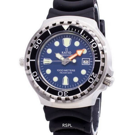 Orologio da uomo Ratio Free Diver Helium Safe 1000M Sapphire Quartz 1038EF102V-BLU
