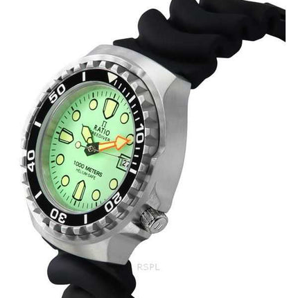 Orologio da uomo Ratio FreeDiver Version 02 Helium Safe 1000M Sapphire Quartz Mint Green Dial 1038EF102V-GRN-V02