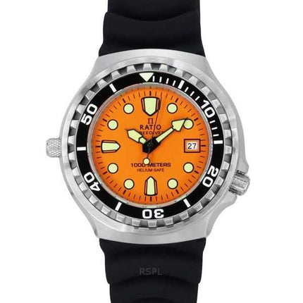 Orologio da uomo Ratio FreeDiver Version 02 Helium Safe 1000M Sapphire Quartz Orange Dial 1038EF102V-ORG-V02
