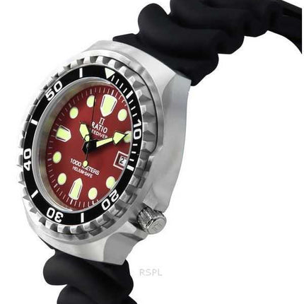 Orologio da uomo Ratio FreeDiver Version 02 Helium Safe 1000M Sapphire Quartz Red Dial 1038EF102V-RED-V02