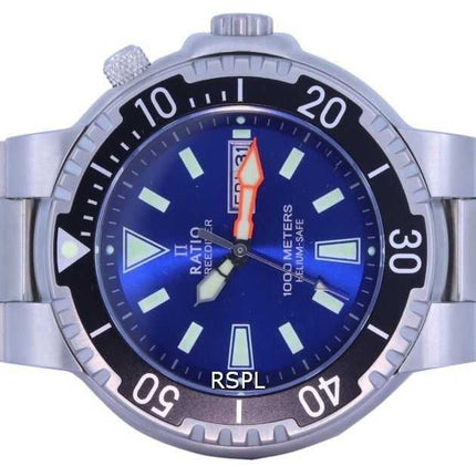 Orologio da uomo Ratio FreeDiver quadrante blu in acciaio inossidabile al quarzo 1050HA93-12V-BLU 1000M