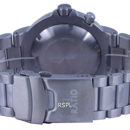 Orologio da uomo Ratio FreeDiver quadrante nero in acciaio inossidabile al quarzo 1050MD93-02V-BLK 1000M