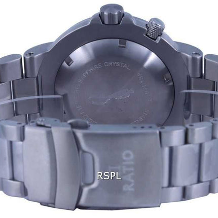 Orologio da uomo Ratio FreeDiver quadrante nero in acciaio inossidabile al quarzo 1050MD93-02V-BLK 1000M