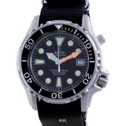 Rapporto Free Diver Helium Safe Nylon Automatic Diver 1066KE20-33VA-BLK-var-NATO4 1000M Orologio da uomo