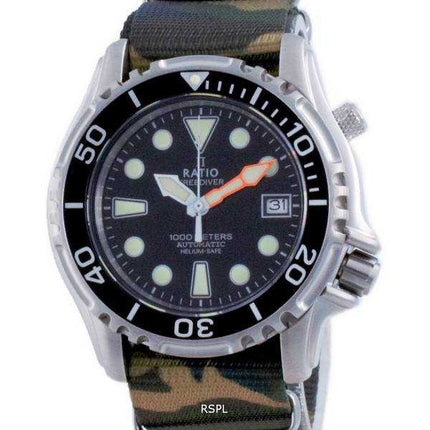 Rapporto Free Diver Helium Safe Nylon Automatic Diver 1066KE20-33VA-BLK-var-NATO5 1000M Orologio da uomo