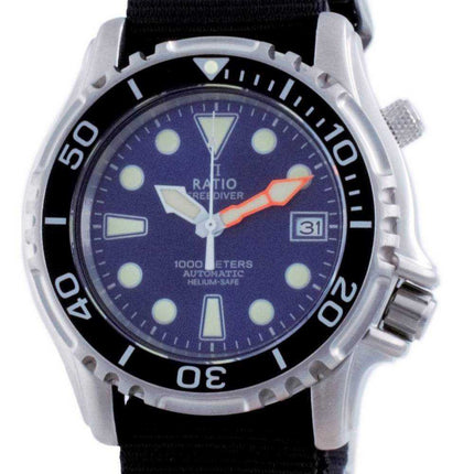 Rapporto Free Diver Helium Safe Nylon Automatic Diver 1066KE20-33VA-BLU-var-NATO4 1000M Orologio da uomo