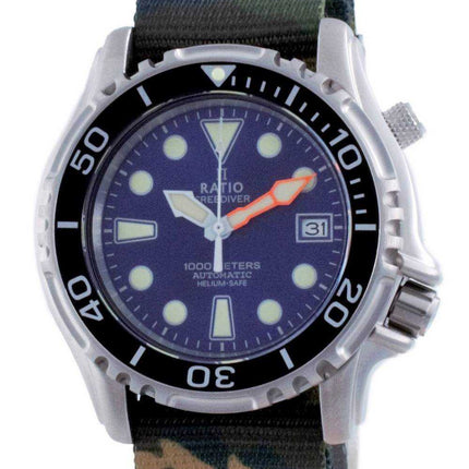 Rapporto Free Diver Helium Safe Nylon Automatic Diver 1066KE20-33VA-BLU-var-NATO5 1000M Orologio da uomo