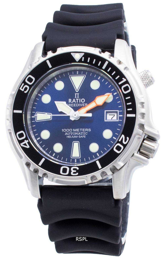 Orologio da uomo Ratio FreeDiver Helium Safe 1000M automatico in acciaio inossidabile 1066KE20-33VA-BLU