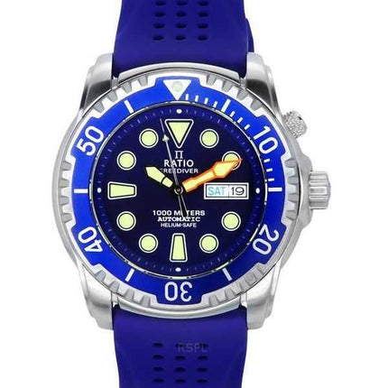 Orologio da uomo Ratio FreeDiver Version 02 Helium Safe 1000M Sapphire Automatico Quadrante Blu 1068HA90-34VA-BLU-V02