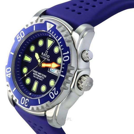 Orologio da uomo Ratio FreeDiver Version 02 Helium Safe 1000M Sapphire Automatico Quadrante Blu 1068HA90-34VA-BLU-V02