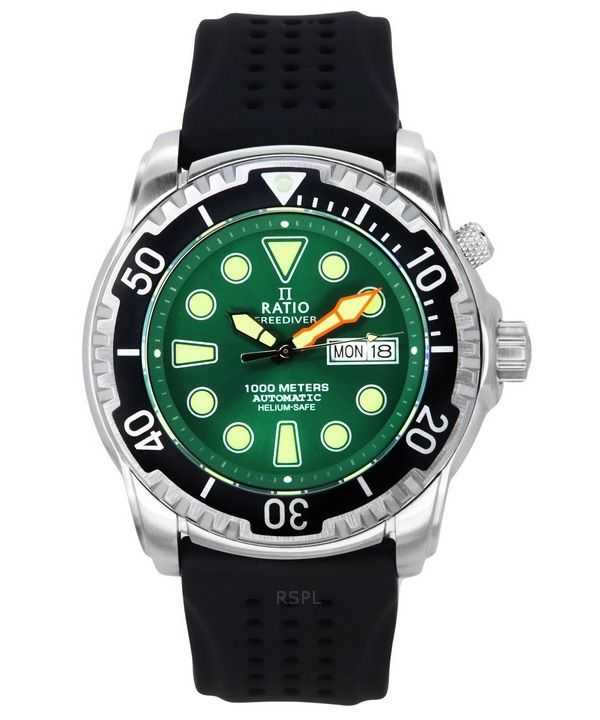 Orologio da uomo Ratio FreeDiver Version 02 Helium Safe 1000M Sapphire Automatic Green Dial 1068HA90-34VA-GRN-V02